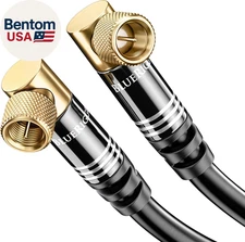 RG6 Coaxial Cable (10FT, 90° Angled to 90° Angled Connector Pin, Gold Plated, Tr