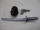 G.I. JOE NINJA FORCE SNAKE EYES 12 INCH MASK & WEAPONS LOT PRE-OWNED HASBRO