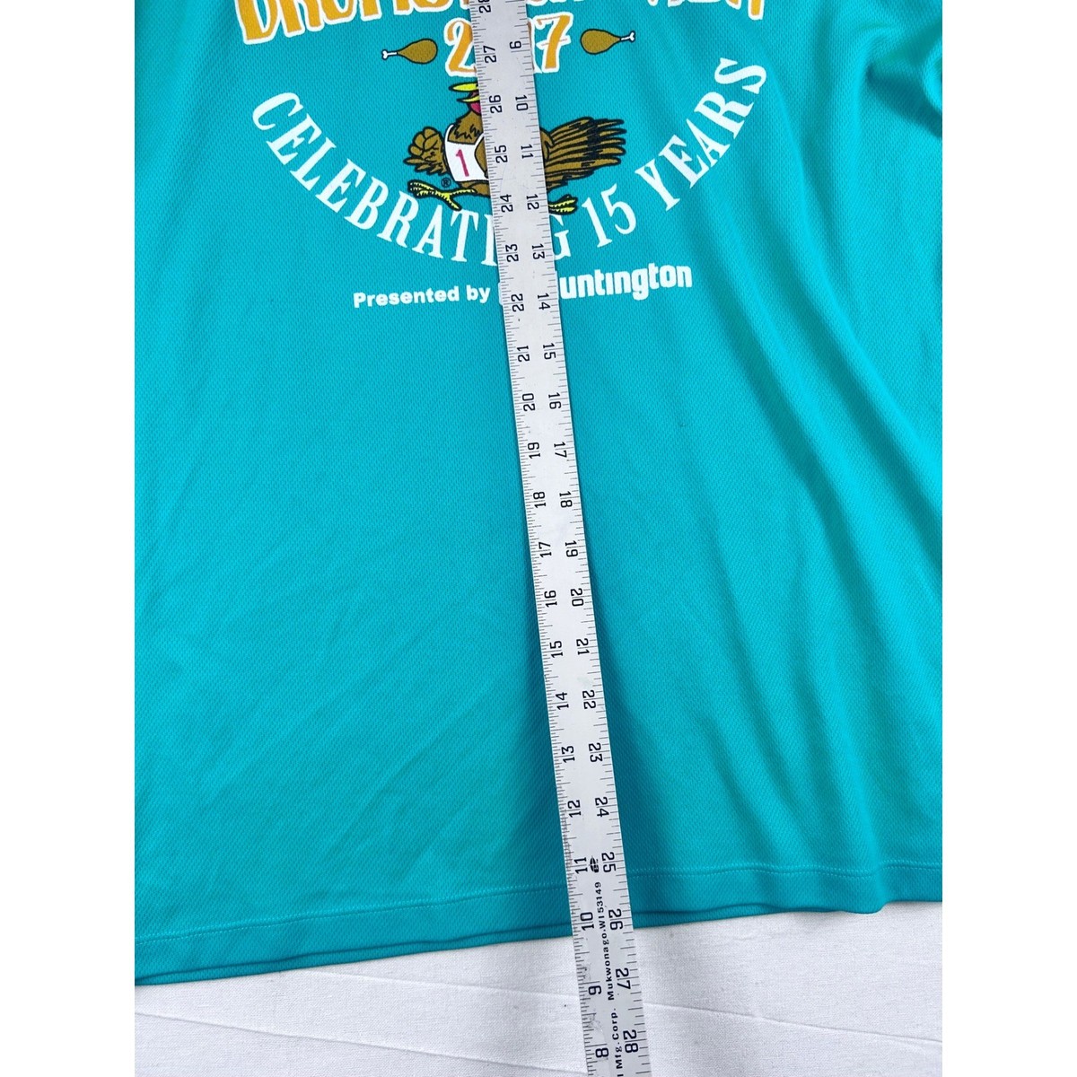 Asics Mens Drumstick Dash 2017 Long Sleeve Shirt Teal Large Graphic Running Tee View 4