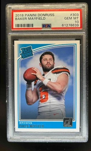 2018 Donruss Baker Mayfield Rookie RC #303 Browns PSA 10