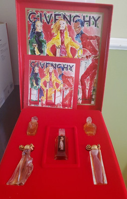 Givenchy Miniature Perfume Bottle Sampler 5 Bottles France Leroy Neiman Art NEW