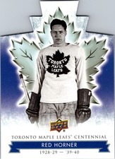 2017 Upper Deck Toronto Maple Leafs Centennial Blue Die-Cut Red Horner #17 HOF