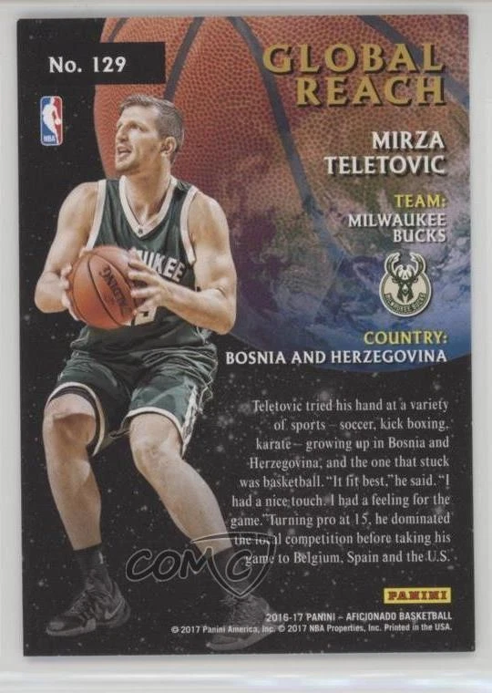 2016-17 Panini Aficionado Global Reach Artist's Proof Mirza Teletovic #129 - Image 2 of 2