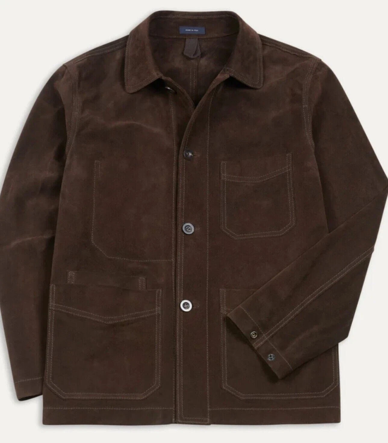 Mens Brown Leather Trucker Jacket Pure Suede Custom Made Size S M L XL 2XL - 312