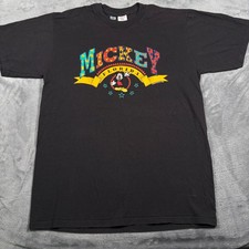Vintage 90s Mickey Mouse Florida T-Shirt Mens Large Black Cotton Sherry  s Best