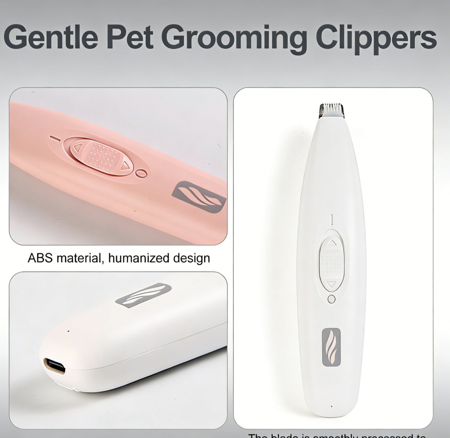 Gentle Pet Grooming Clippers Quiet Cordless Trimmer for Dogs & Cats​ White