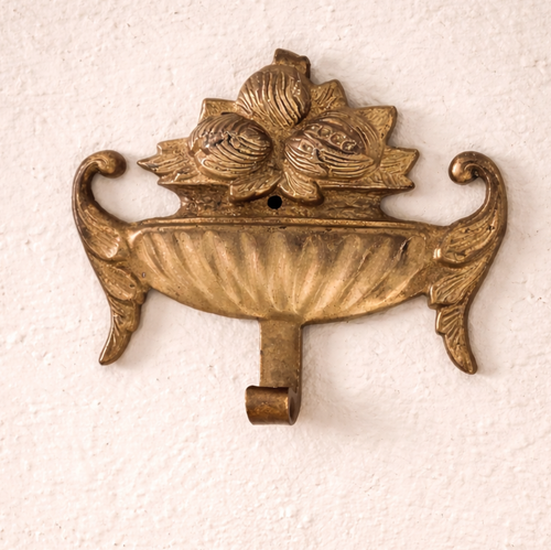 Vintage Indian Brass Lotus Wall Hook - Picture 1 of 5