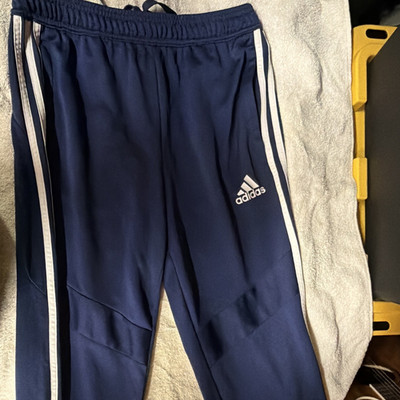 adidas Unisex Kids Blue/White 14Y Track Pants Polyester Drawstring 3-Stripes
