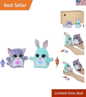 Interactive Fuzzalots Kitty & Bunny Color-Changing Toys with Feeding Accessories