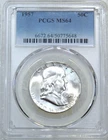 1957 P Franklin Half Dollar PCGS MS64 95% FBL Frosty Luster New Holder #S261N