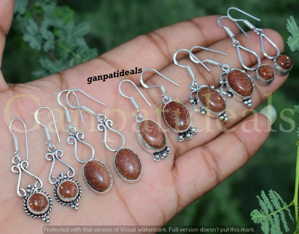 Lote al por mayor de pendientes de piedras preciosas de piedra solar enchapados en plata de ley 925 Foto 3 de 3