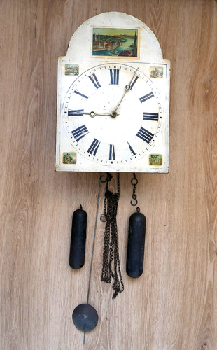 Black Forest Sign Clock, Keyed, Domed Wooden Sign, View of Zurich