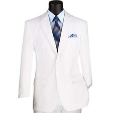 LUCCI Men's White 2-Button Classic-Fit Poplin Polyester Suit - NEW