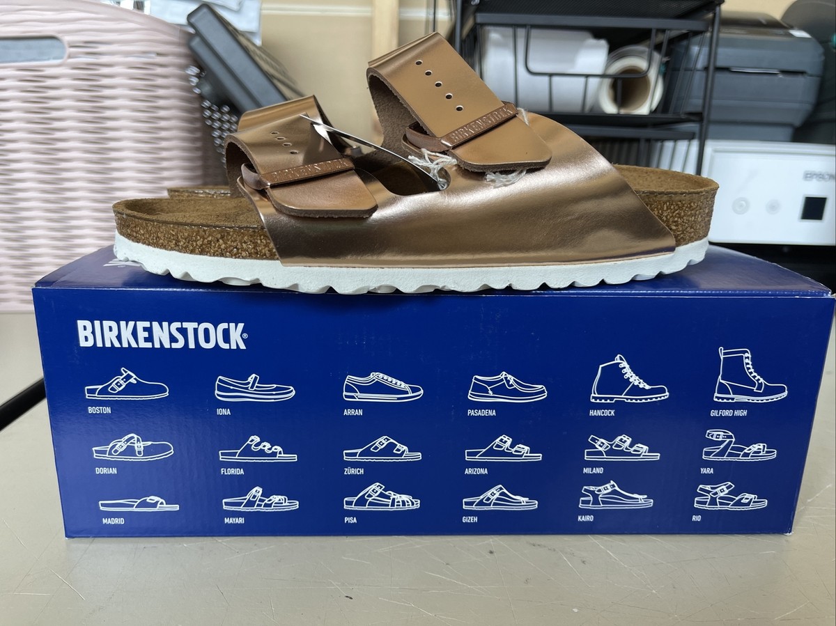 Birkenstock 38 Arizona Metalic Copper Ladies Size 7 Mens