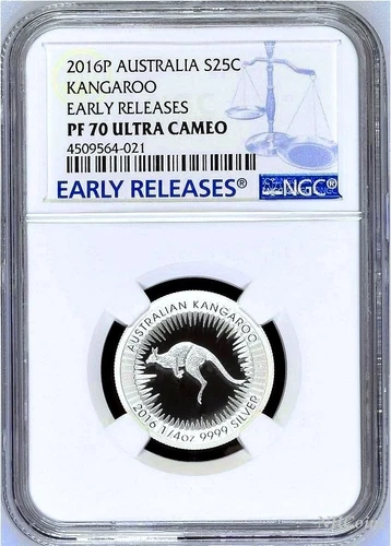 PROOF 2016 Australia Red Kangaroo Silver 1/4 oz coin NGC PF 70 ER Label + OGP