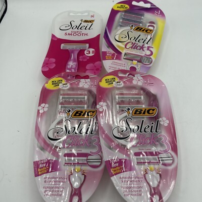 4 Packs BIC Soleil Click 3, 5, Simply Smooth Disposable Razor Blade 18 Total