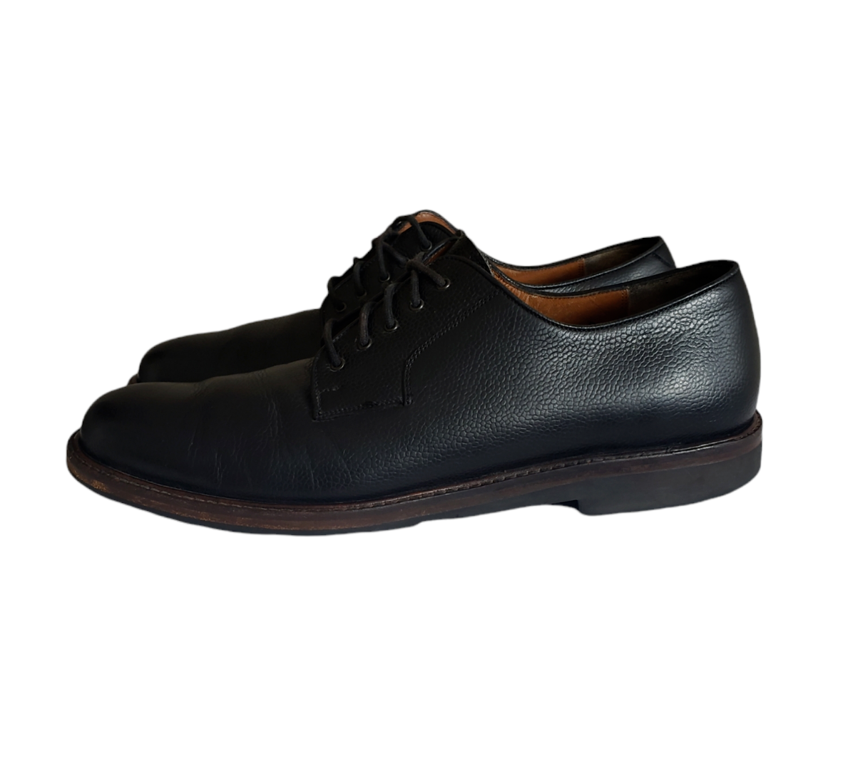 Salvatore Ferragamo Studio Pebble Grain Leather Shoes Black Oxford Derby Men Sz8 Salvatore Ferragamo Studio Pebble Grain Leather Shoes Black  main image 2