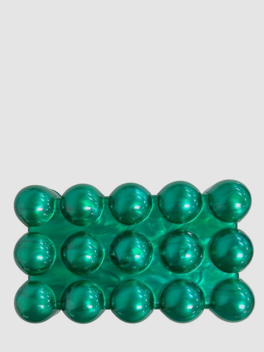 $386 Cult Gaia Women's Green Acrylic The Bubble Purse Box Hand