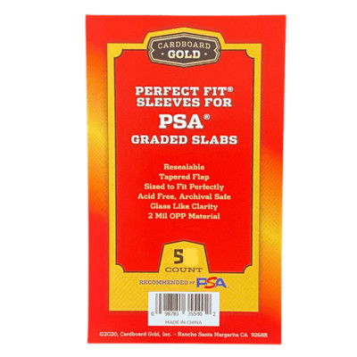 5x Perfect Fit Sleeves für PSA Graded Karten / Slab Cardboard Gold mit PSA Logo