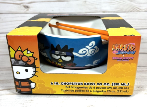 Naruto Shippuden Hello Kitty & Friends 6" Chopstick Bowl 20oz NEW - Afbeelding 1 van 5