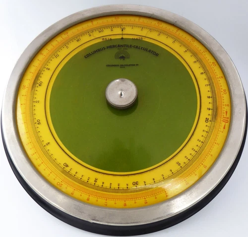 Rechenmaschine Rechenscheibe Columbus Mercantile Calculator disc calculator 1920