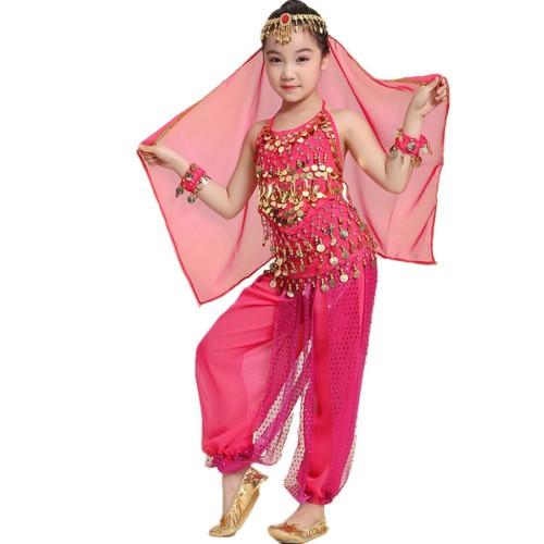 Girl Kids Belly Dance Sequin Indian Dance Costume Halloween Wear Carnival Sets - Picture 12 of 13