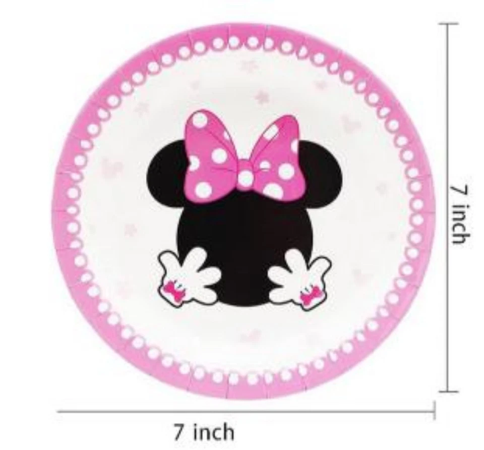 20 Pink Minnie Mouse 7-Inch Dessert Plates – Ideal for Birthday Parties - Image 3 of 3
