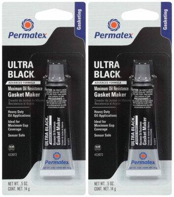 Permatex 22072 Ultra Black Oil Resistance RTV Silicone Gasket Maker 0.5oz 2 Pack
