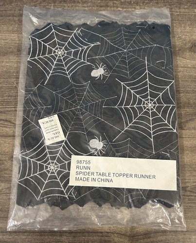 Halloween Tischläufer Schwarz Spinnennetz Tischläufer Brandneu!