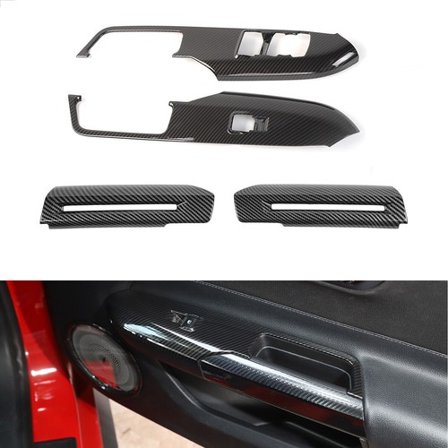 Carbon Fiber Door Window Lift Armrest Handle Covers Trim For Ford Mustang 2015+ - Picture 11 of 24