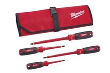 Milwaukee 1000V Insulated Screwdriver Set 48-22-2204 with Rollup Case 4-Piece