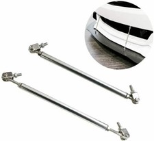 Silver Adjustable Front Bumper Lip Splitter Spoiler Strut Rod Tie Support Bar 2