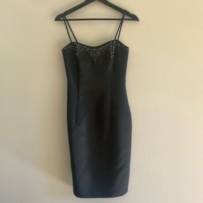 jessica mcclintock black cocktail dress Jessica McClintock Strapless Black Cocktail Dress Size 12 Elegant Polyester & Sp