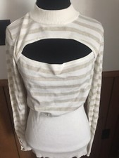 NWOT GUESS Ivory -Gold Selma Shimmer Mock Neck LS Sweater Large