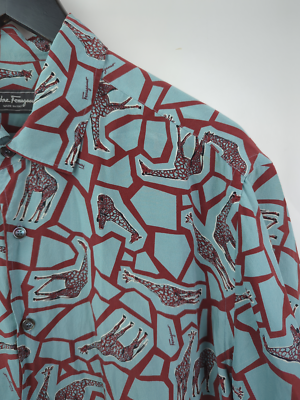 SALVATORE FERRAGAMO Men's Sz XL 100% Silk Giraffe Graphic Print