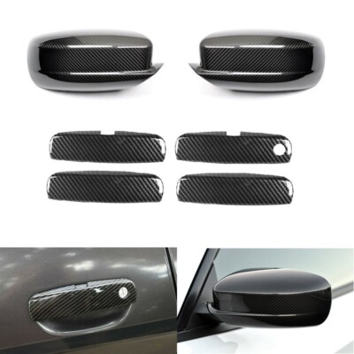 For 2011-2023 Dodge Charger Carbon Fiber Print Look Door Handle + Mirror Covers