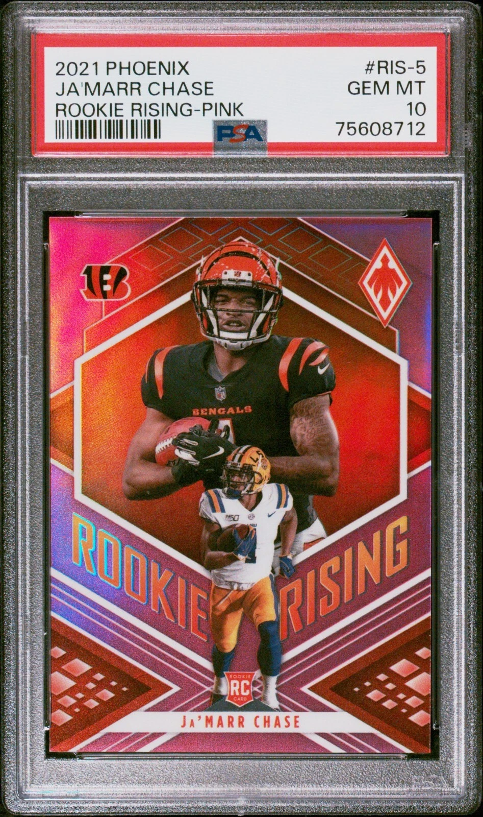 JaMarr Chase Panini Phoenix Rookie Rising #RIS5 Pink