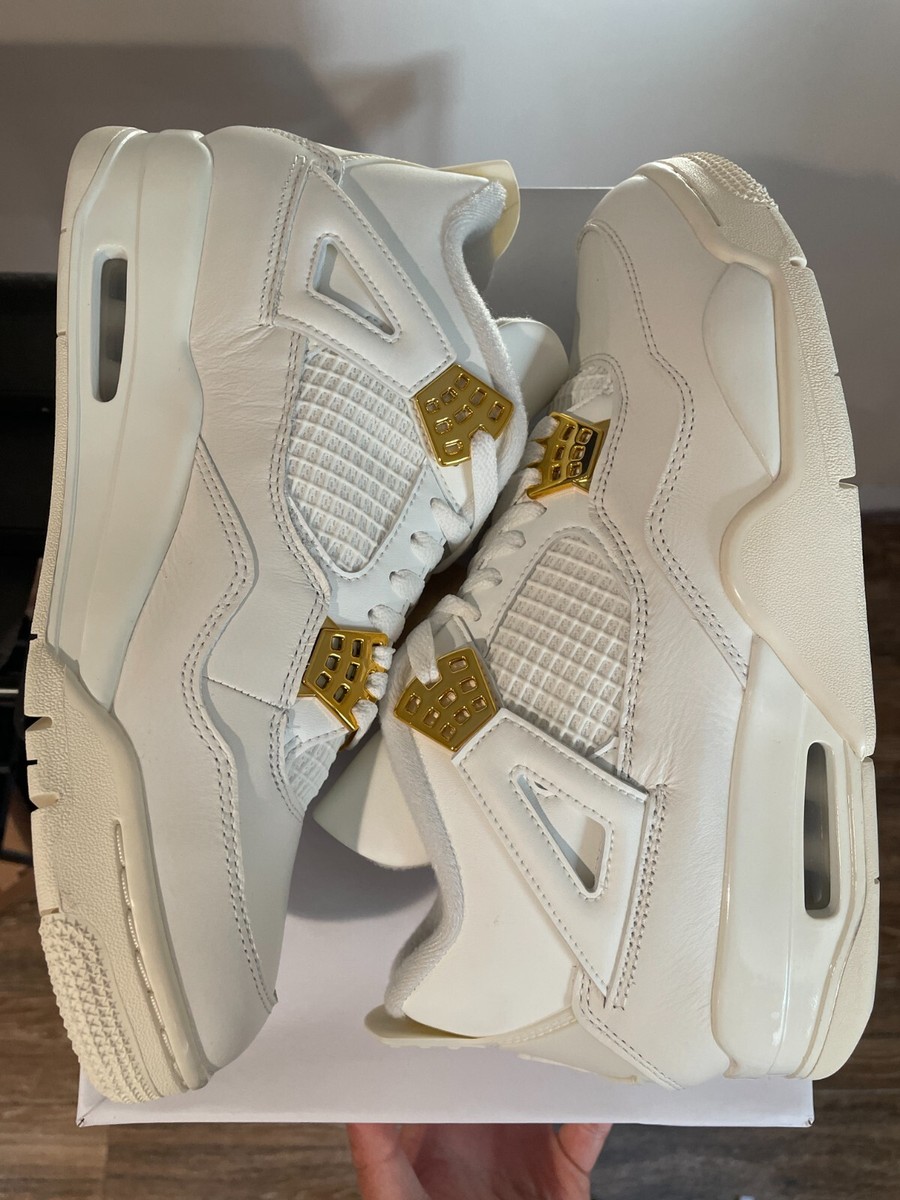 シューズ(男性用) AIR JORDAN 4 RETRO #170SAIL/MGOLD Jordan 4 Metallic Gold Men 9.5 / 11 Women AQ9129-170 NEW