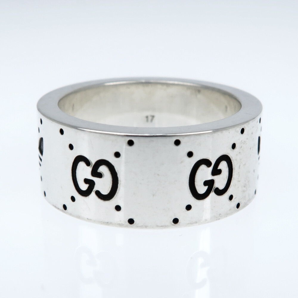 【GUCCI】GUCCI X Adidas Trefoil GG Engraving Sterling Ring Gucci Adidas Collaboration Ring Engraving Wide Trefoil 17