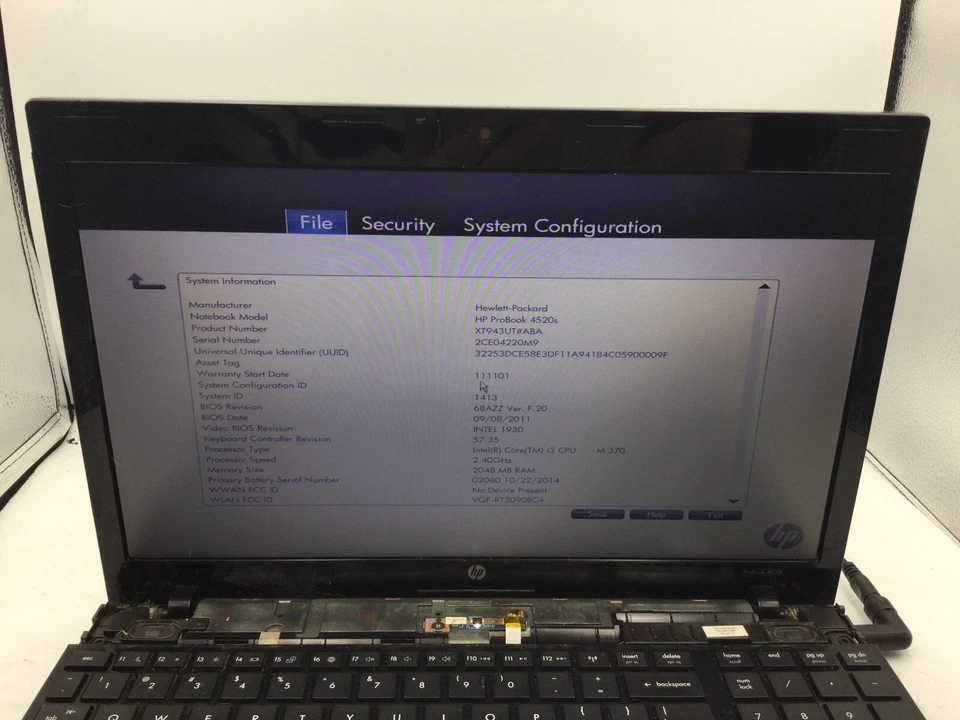 HP PROBOOK 4520S - BOOTS TO BIOS - INTEL CORE I3 M320 - 2GB RAM - READ DESC - BB - Image 2 of 4