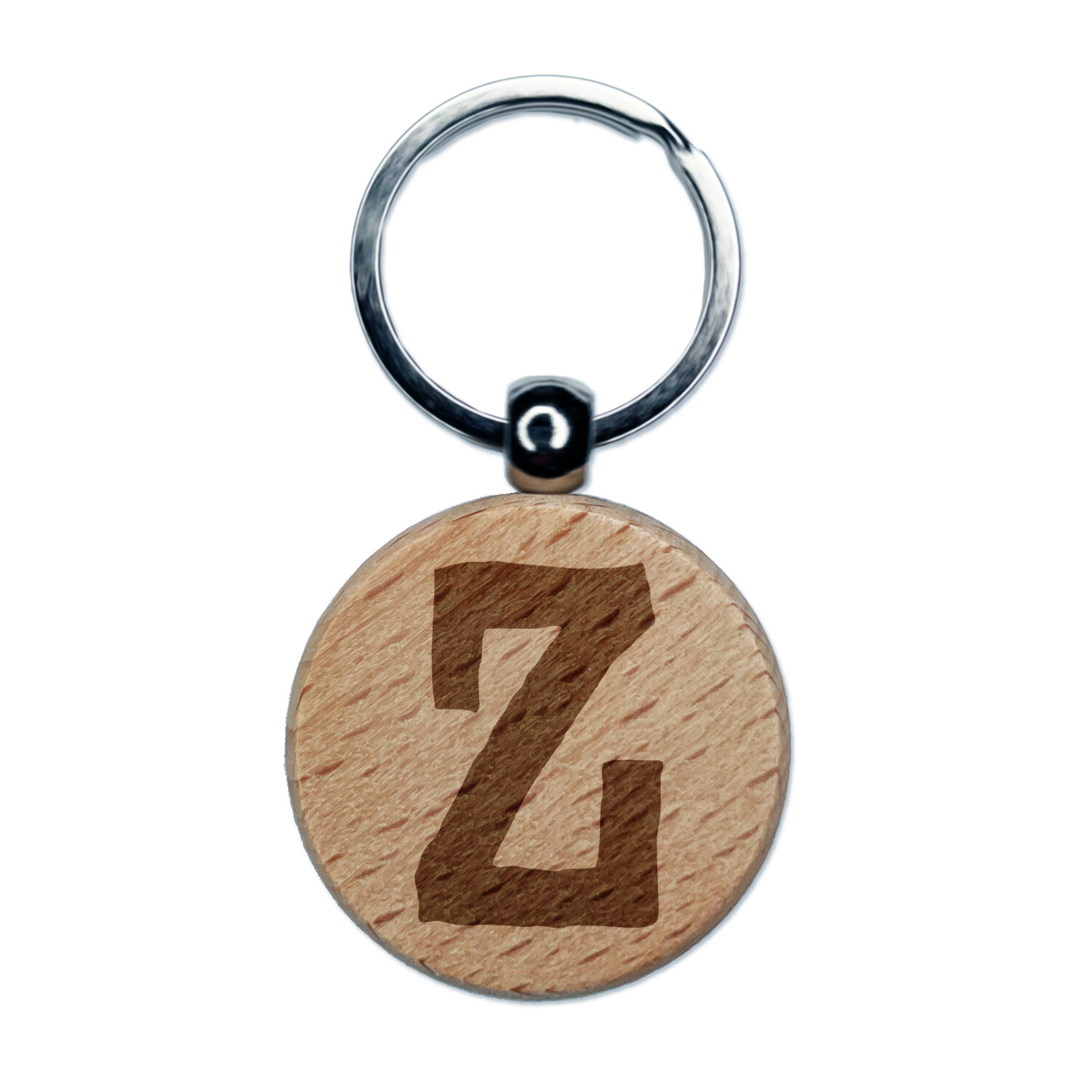 Cute Letter Z Uppercase Typewriter Font Wooden Keychain Charm