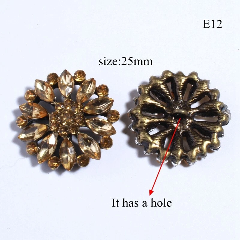 12PCS 25MM Fashion Round Rhinestone Shank Button For Wedding Crystal Button - Image 2 of 2