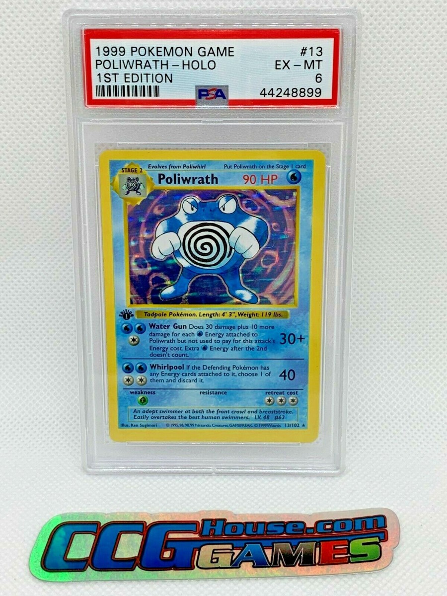 Pokemon Poliwrath #13 1st Edition HOLO Foil 1999 Thin Stamp PSA 6