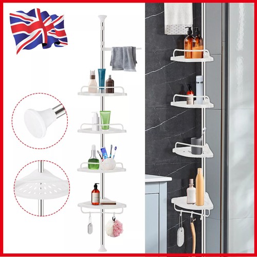 4 Tier Telescopic Bathroom Wall Corner Shelf Rack Shower Caddy Storage ...