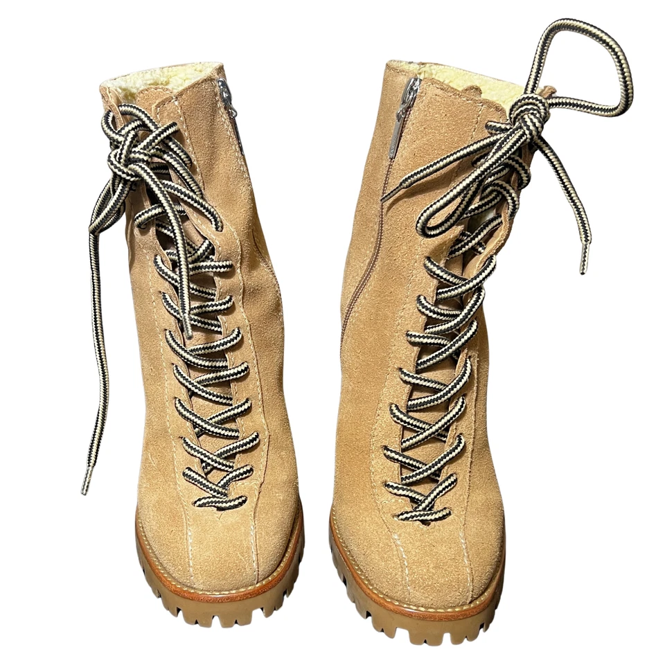 Botín Schutz Naina Talla 6B Gamuza Arenisca Con cordones Tacones Bloque Suela Vancouento Foto 2 de 4