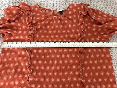 Universal Thread Women's Blouse, Puff Sleeve w/Ruffles,size L Orange - Picture 3 of 8