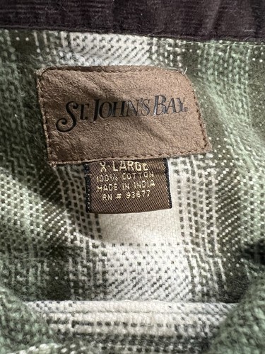 NWT ST. JOHN'S BAY MEN'S GREEN PLAID HEAVY FLANNEL SHIRT X LARGE - Picture 7 of 7