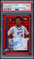 2025-26 Topps Chrome Ace Bailey Rookie Auto RC Geometric Red Refractor #/5 PSA 9