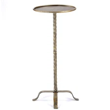 Metal Martini Table, 27.75" Antique Gold Side Table with 4 Legs, Modern Small...