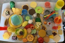 PLAY FOOD Toy Lot Of 50 Pieces Veggies, Fruits, Snacks, Donuts, Meat More